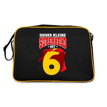 6. Geburtstag Superheld 6 Jahre Jungen Geschenk - Retro Tasche - Schwarz/Gold - Hinten