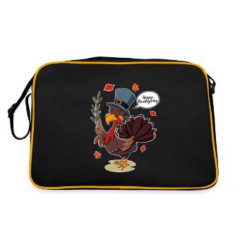 Turkey Day I Happy Thanksgiving Turkey - Retro Tasche - Schwarz/Gold - Hinten