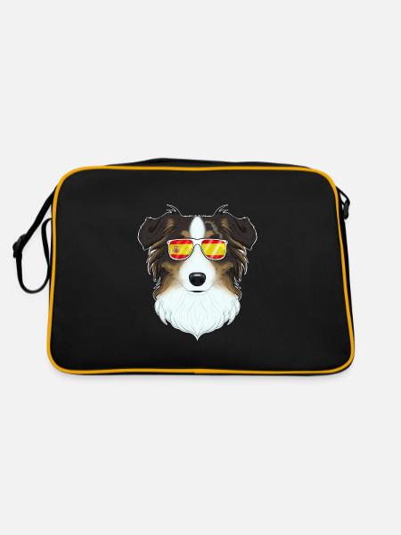 Australian Shepherd I Spain Sunglasses I Spanish - Retro Tasche - Schwarz/Gold - Hinten