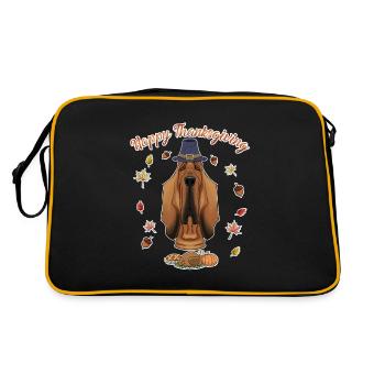 Happy Thanksgiving I Dog Lover I Bloodhound - Retro Bag - black/gold - Back
