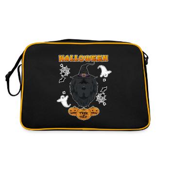 Happy Halloween I Dog Lover I Newfoundland - Retro Tasche - Schwarz/Gold - Hinten