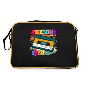 Awesome since 1964 Kassette 60er 58. Geburtstag - Retro Tasche - Schwarz/Gold - Hinten