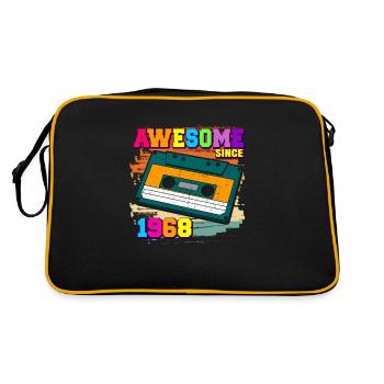 Awesome since 1968 Kassette 60er 54. Geburtstag - Retro Tasche - Schwarz/Gold - Hinten