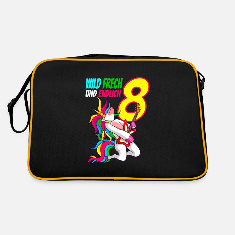 Wild Frech Endlich 8 - 8. Geburtstag Geschenk - Retro Tasche - Schwarz/Gold