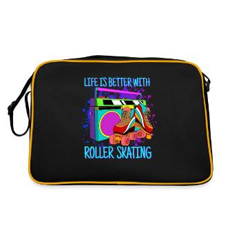 Roller Skates Gift Retro Roller Skate Girl - Retro Bag - black/gold - Back