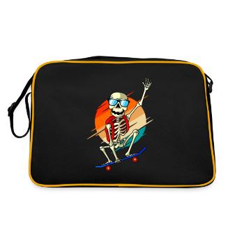 Skateboard skeleton skating skater - Retro Bag - black/gold - Back