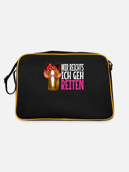 mir reichts ich geh reiten Pferd Pferde Geschenk - Retro Tasche - Schwarz/Gold - Hinten
