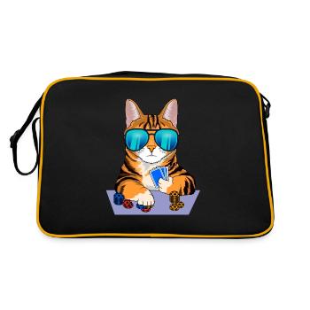 cat plays poker - Retro Bag - black/gold - Back