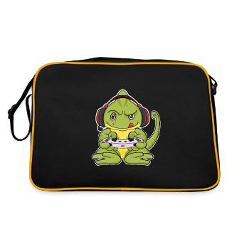 Chameleon With Gaming Controller I Funny Gaming I - Retro Bag - black/gold - Back