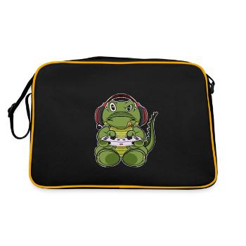 Crocodile With Gaming Controller I Funny Gaming I - Retro Bag - black/gold - Back