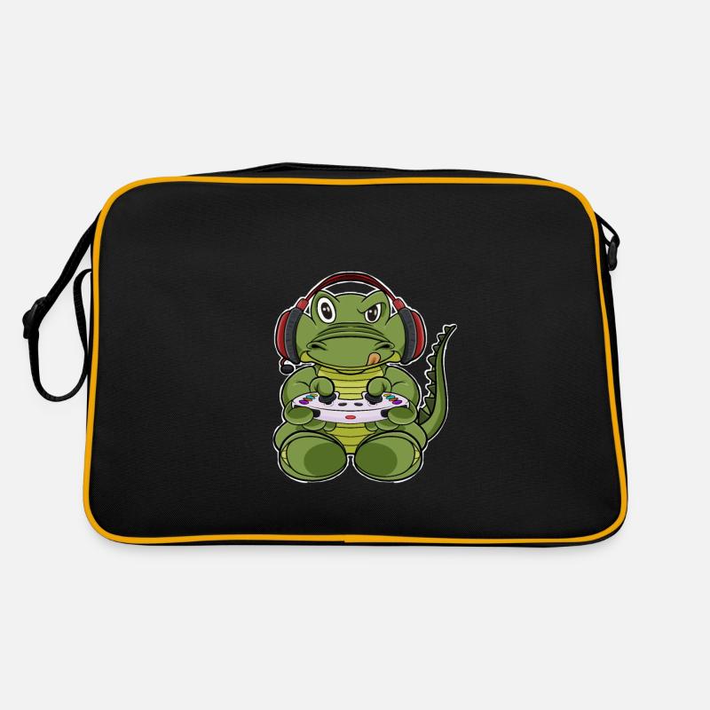 Crocodile With Gaming Controller I Funny Gaming I Retro Tasche