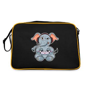 Elephant With Gaming Controller I Funny Gaming I - Retro Bag - black/gold - Back