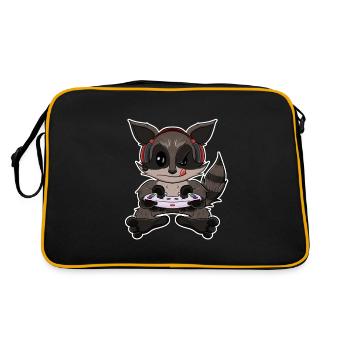Racoon With Gaming Controller I Funny Gaming I - Retro Bag - black/gold - Back