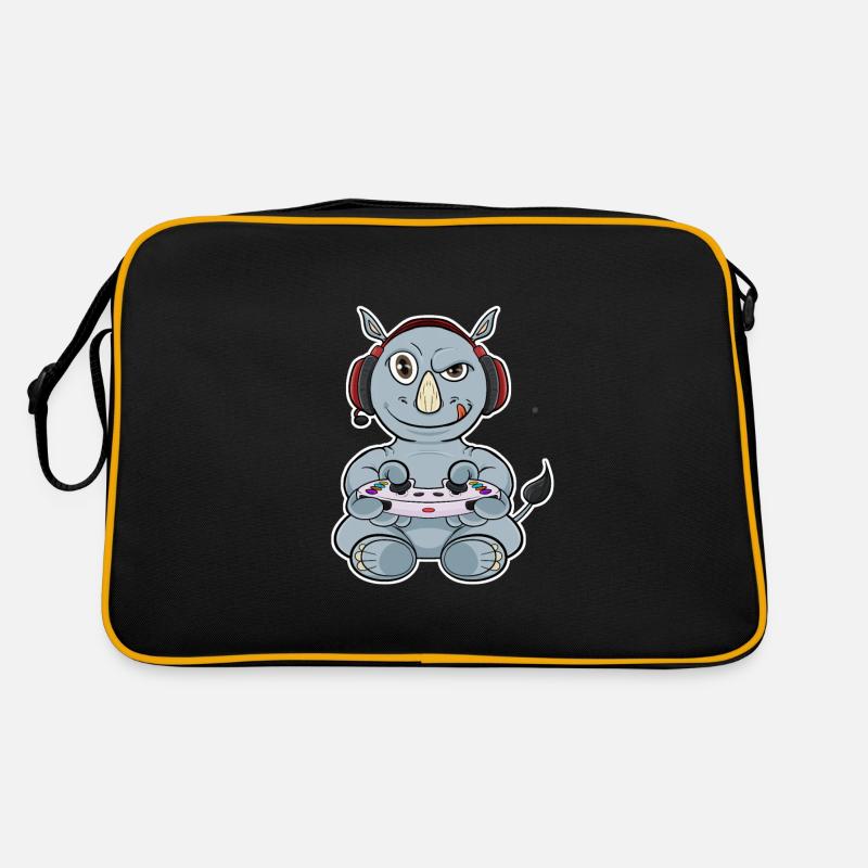 Rhino With Gaming Controller I Funny Gaming I Retro Tasche