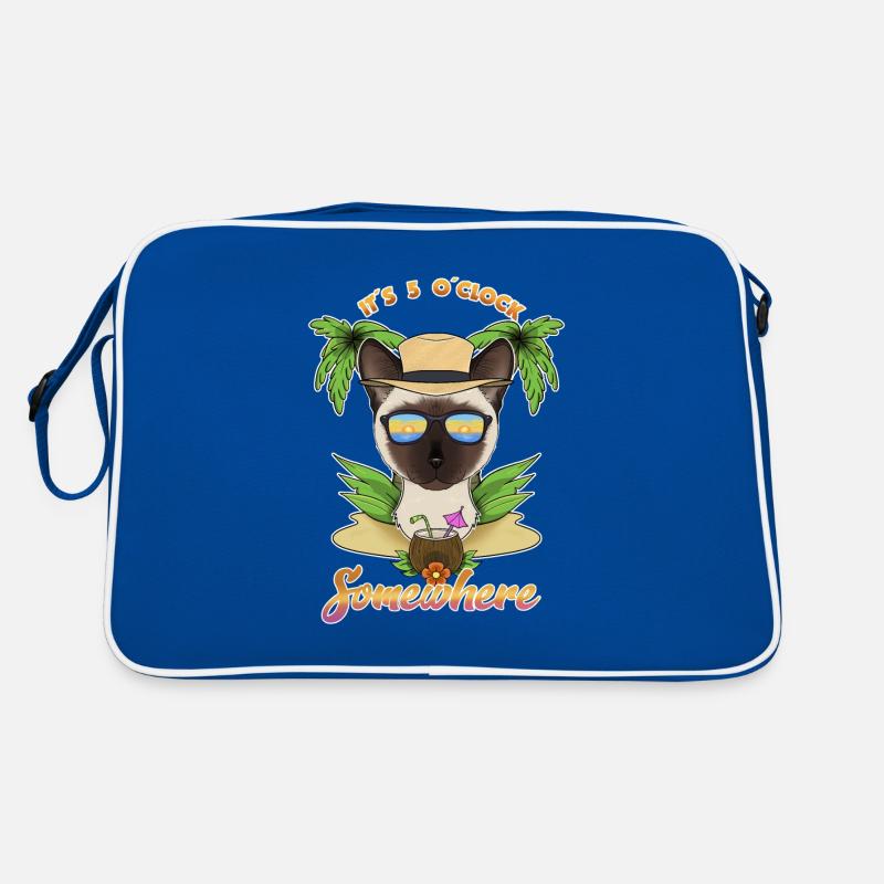 It Is 5 OClock Somewhere Drinking Siamese Cat Retro Tasche