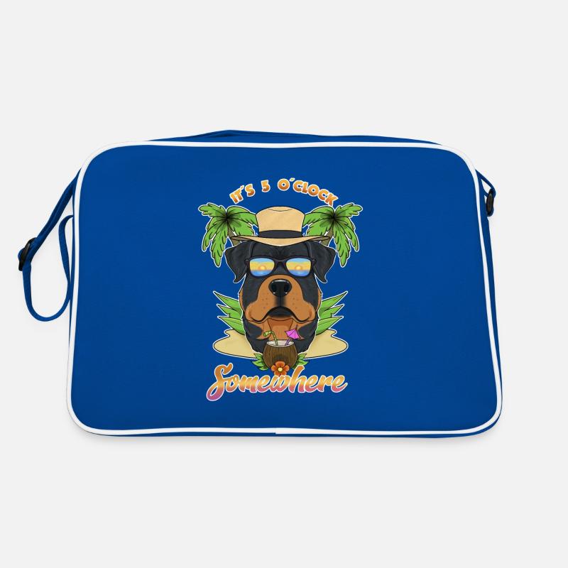 It Is 5 OClock Somewhere Drinking Rottweiler Retro Tasche