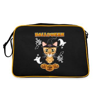 Bengal Cat Lover I Happy Halloween - Retro Tasche - Schwarz/Gold - Hinten