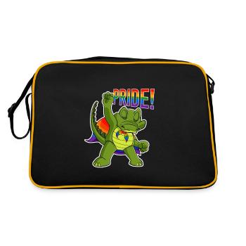 Crocodile I LGBTQ Flag I Rainbow Flag I Gay Pride - Retro Tasche - Schwarz/Gold - Hinten