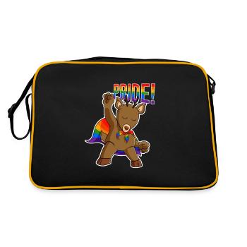 Deer I LGBTQ Flag I Rainbow Flag I Gay Pride - Retro Tasche - Schwarz/Gold - Hinten