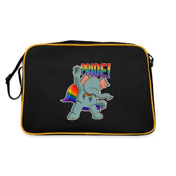 Elephant I LGBTQ Flag I Rainbow Flag I Gay Pride - Retro Tasche - Schwarz/Gold - Hinten