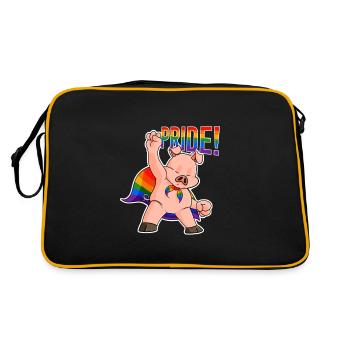 Pig I LGBTQ Flag I Rainbow Flag I Gay Pride - Retro Tasche - Schwarz/Gold - Hinten