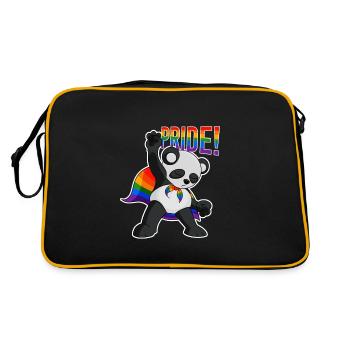 Panda I LGBTQ Flag I Rainbow Flag I Gay Pride - Retro Tasche - Schwarz/Gold - Hinten