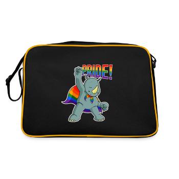 Rhino I LGBTQ Flag I Rainbow Flag I Gay Pride - Retro Tasche - Schwarz/Gold - Hinten