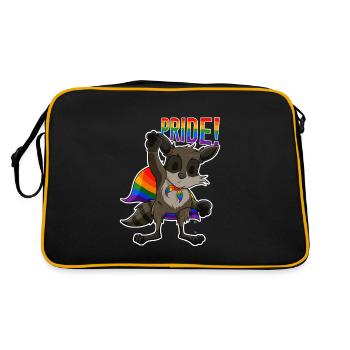 Racoon I LGBTQ Flag I Rainbow Flag I Gay Pride - Retro Tasche - Schwarz/Gold - Hinten