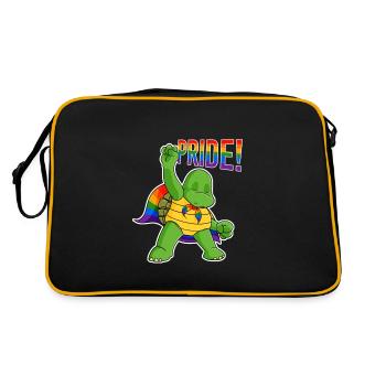 Turtle I LGBTQ Flag I Rainbow Flag I Gay Pride - Retro Tasche - Schwarz/Gold - Hinten