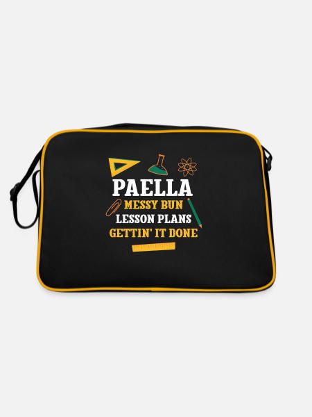 Paella Messy Bun Plans de leçon Drôle Professeur Humour - Sac Retro - noir/or