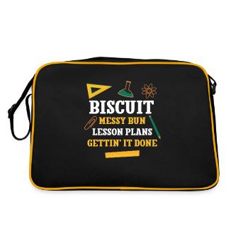 Biscuit Messy Bun Lesson Plans Funny Teacher - Retro Tasche - Schwarz/Gold - Hinten