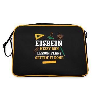 Eisbein Messy Bun Lesson Plans Funny Teacher - Retro Bag - black/gold - Back