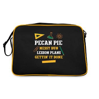 Pecan Pie Messy Bun Lesson Plans Funny Teacher - Retro Bag - black/gold - Back