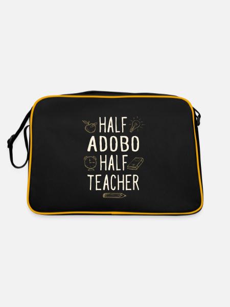 Half Adobo Half Teacher Funny Professor Humor - Retro Tasche - Schwarz/Gold - Hinten