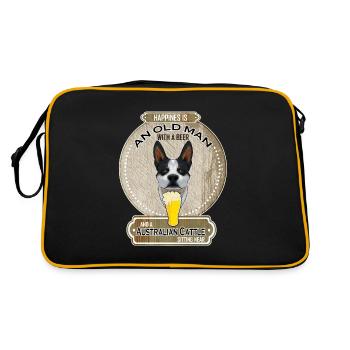 Chien de bétail australien Papa Amateur de bière - Sac Retro - noir/or - Dos