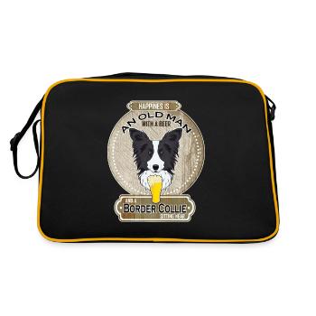 Border Collie Papa Amateur de bière - Sac Retro - noir/or - Dos