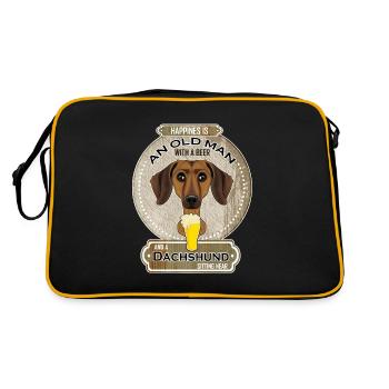 Dachshund Dad Beer Lover - Retro Bag - black/gold - Back