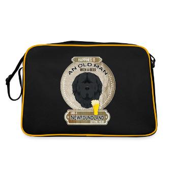 Newfoundland Dad Beer Lover - Retro Tasche - Schwarz/Gold - Hinten