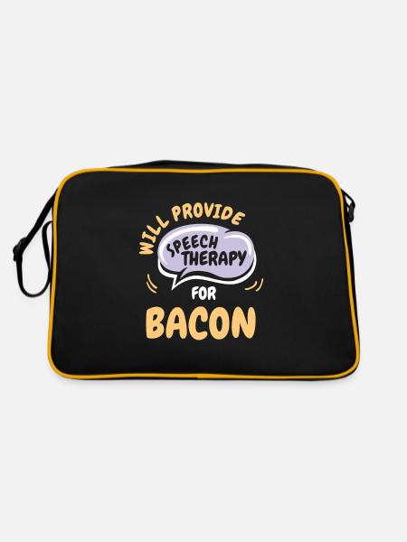 Fournir une orthophonie pour la parole drôle de bacon - Sac Retro - noir/or - Dos