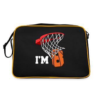 Ich Bin 8 Basketball 8. Geburtstag Basketballer - Retro Tasche - Schwarz/Gold - Hinten