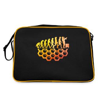 imker evolution Honigbiene Imkerei imkerin - Retro Tasche - Schwarz/Gold - Hinten