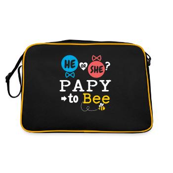 He or She Papy To Bee Gender Reveal Family Baby - Retro Tasche - Schwarz/Gold - Hinten