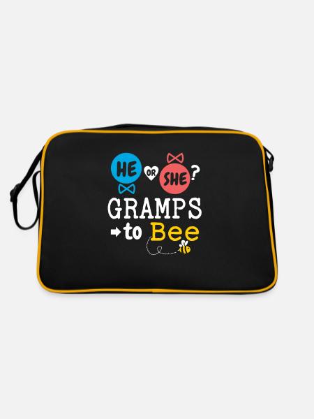 He or She Gramps To Bee Gender Reveal Family Baby - Retro Bag - black/gold - Back