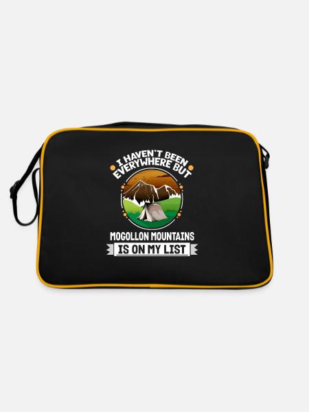 Mogollon Mountains Is On My List Hiking Camping - Retro Tasche - Schwarz/Gold - Hinten