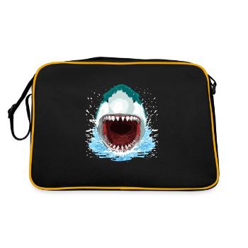 Shark Open Mouth Teeth White Shark - Retro Bag - black/gold - Back