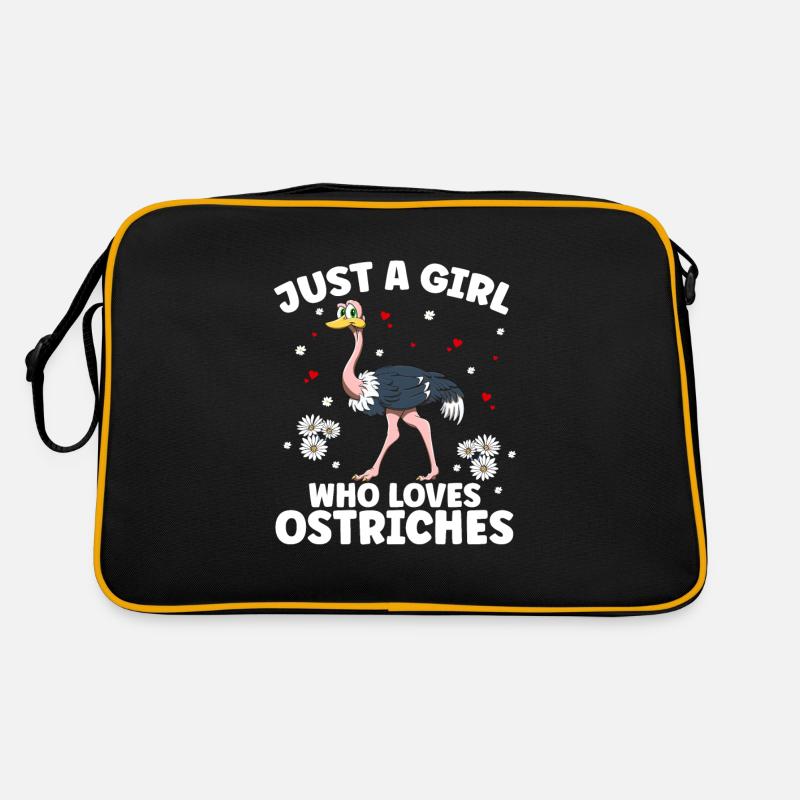 Nur Ein Mädchen, Das Strauße Liebt - Strauß - Retro Tasche - Schwarz/Gold