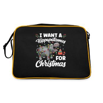 Nilpferd Weihnachten hippopotamus Geschenk - Retro Tasche - Schwarz/Gold - Hinten