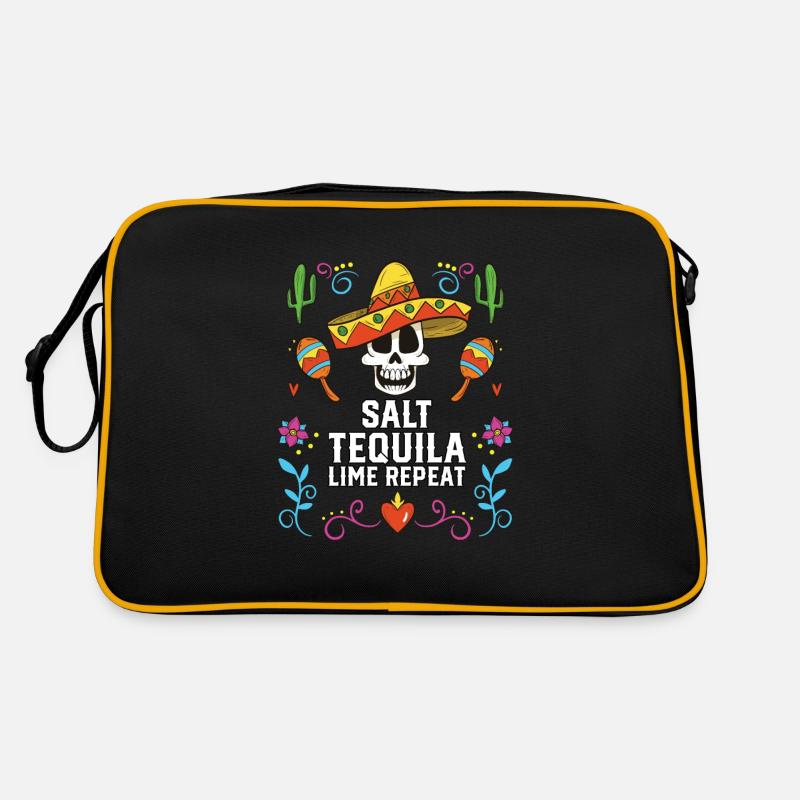 Salt Tequila Lime Repeat Alcoholic Tequila Drinker Retro Tasche