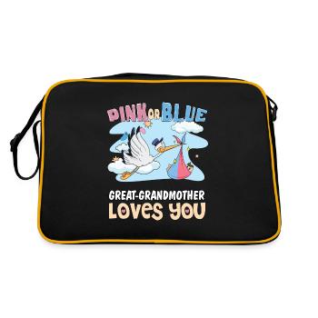 Pink or Blue Great-Grandmother Loves You Best - Retro Tasche - Schwarz/Gold - Hinten