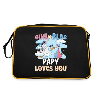 Pink or Blue Papy Loves You Best Dad Ever - Retro Tasche - Schwarz/Gold - Hinten